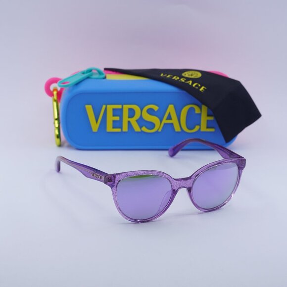 Versace Kids VK4427U 53734V Cat Eye Sunglasses - Lilac Glitter/Grey Mirror - Picture 1 of 9